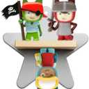 Sun3drucker Floating Shelf Wall Mount (Star Design) for Toniebox Tonie Figures Character - Star Magnetic Wooden Shelf Compatible with Tonie Audio Character for Children Baby's Room