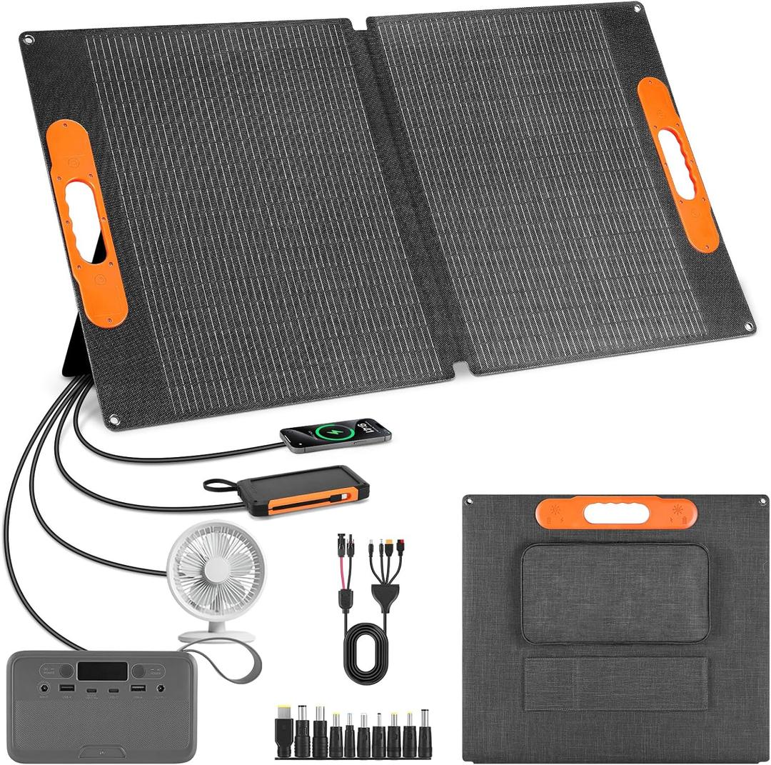 100w Solar Panel Portable Solar Panels for Camping QC3.0 12v Dustproof Waterproof A+ Single-Crystal Silicon High Efficiency IP67