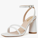 RIBONGZ Block Heels Prom Heeled Sandals for Women Chunky Square Open Toe Strappy High Heels Ankle Strap Wedding Bridal Shoes High Heel Sandals for Party Dress, 8