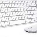 seenda Bluetooth Keyboard and Mouse Combo for Mac, SKM64-2 Rechargeable Silent Wireless Keyboard Mouse Compact Slim, 3 Multi-Device Connection, Compatible for Mac MacBook Pro/Air iPad, White Silver