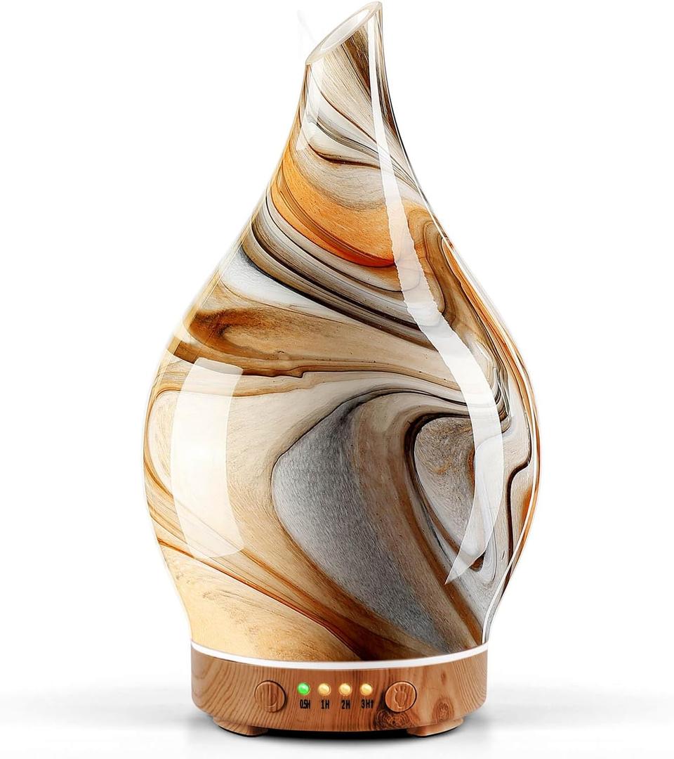 Porseme 150ml Glass Essential Oil Diffuser Aromatherapy Ultrasonic Cool Mist Humidifier 6 Running Hours Waterless Auto-Off Air Diffusers for Sleeping,Yoga,Office Working Spa and Rest (Deep Desert)