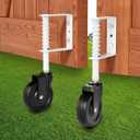 4” Spring Loaded Gate Wheel Gate Caster Wheel Fence Wheels for Gates, Fence Gate Wheel Gate Caster Gate Wheels for Wooden Gate, Ideal for Outdoor Gates, 200 LBS Capacity, 2 Pcs, White