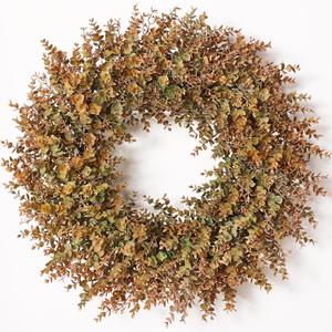 32"Artificial Eucalyptus Wreath with Seed for Front Door Decor(Fall Orange)