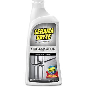 Cerama Bryte Stainless Steel Cleaner for Appliances, Streak-Free Shine and Protection for Refrigerators, Dishwashers, Ovens, and Grills, 16 Fluid Ounce 1 Pack, No Spray Pump