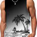Mens Tank Tops Beach Summer Sleeveless Shirts Graphic Palm Tree Vacation Tanks Muscle Gym Tank Top XX-Large, Black Gradient
