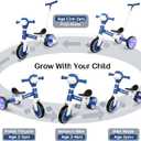 5 in 1 Tricycle for Toddlers 1-3 Year Olds, Push Trike Toys with Light Wheels & Music Front, Toddler Balance Bike for 2-4 Years Old Boys Girls, Birthday Gifts for 1 2 3 Kids Bike (Blue Flash Wheel)