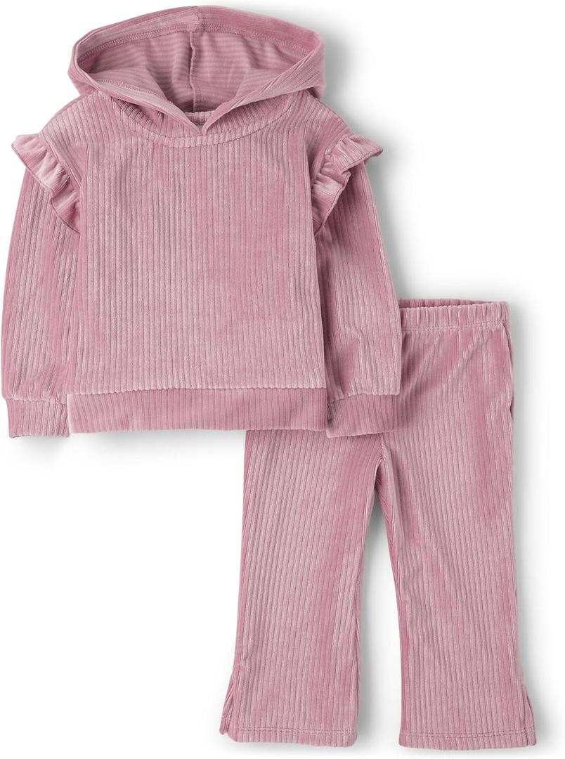 The Children's Place baby-girls And Toddler Velour Ribbed Sweatshirt and Sweatpant, 2 Piece Outfit (5T)