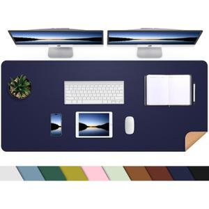 Large Desk Mat, 55" x 17"Leather Desk Pad Protector, Large Mouse Pad, Office Desk Mat, Non-Slip PU Leather Desk Blotter, Desk Pad, Waterproof Desk Writing Pad for Office/Home/Decor (Midnight Blue)
