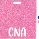 Plifal CNA Badge Buddy Card Nurse Nursing Accessories Glitter Horizontal Badge Identification Tags (Pink)