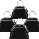 Cow Bells Noise Makers for Sporting Events, 4PCS Metal Cowbells with Handle - Small Loud Bell Bulk Hand Percussion Noisemakers for Football Games Graduation Sporting Events Weddings (Black)