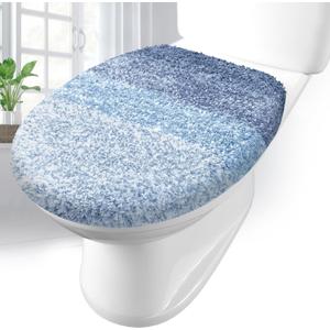 Arotive Soft Microfiber Bathroom Toilet Lid Cover, Machine Washable Seat Covers, 17.5 x 15, Stays in Place Rubber Backing, Fits Most Round, Elongated and Oblong Lids, Accessories Decor, Light Blue