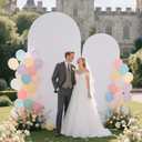 Ledido Wedding Arch Backdrop Cover 7.2FT Arch Covers Fitted Stretchy Spandex Round Top Stand Backdrop Cover for Wedding Banquet Ceremony Birthday Party Baby Shower Event Decoration,White