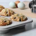 Martha Stewart Gallen 6-Cup Nonstick Carbon Steel Muffin and Cupcake Pan  Cool Grey, Durable Bakeware for Even Baking and Easy Release