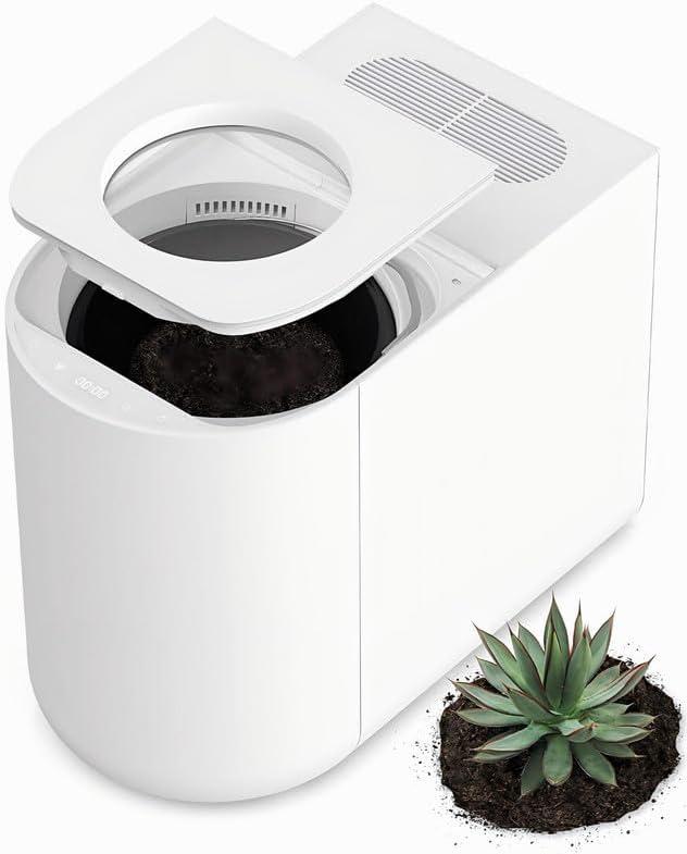 5L Electric Kitchen Composter for Countertop, Smart Indoor Compost Bin with Visible Window, Humidity Sensor, LED Display, Odor Control & Auto-Cleaning, Turns Food Waste into Dry Pre-Compost