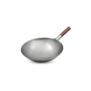 Carbon Steel Wok Traditional Hand Hammered Wok,14 Inch,Round Bottom(Roasted Blue)