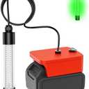 Underwater Fishing Light Compatible for Milwaukee M18 18V Battery，LED Green Light for IP68 1300 Lumens Fish Attracting, Night Fishing for Docks Boats or Kayaks