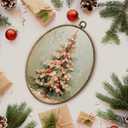 Lengues Christmas Tree Winter Oval Wall Art Decor, Christmas Gifts Oval Wall Decor, Vintage Winter Canvas Framed Art Prints, Holiday Xmas Tree Hanging Frame for Home Room 8.5x11.5 Inch