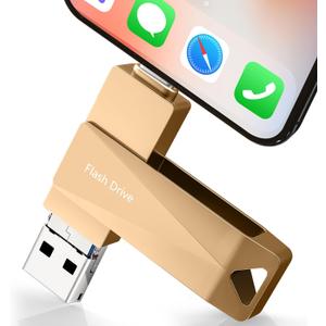 512GB Photo Stick for Phone, Qainerly USB Flash Drive for Phone All Models, 4-in-1 Design Transfer Storage, iPad/PC/Android (gold)