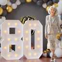 Light Up Numbers 4FT, Number 80 Light Up Sign Marquee Numbers 4 Feet Tall, Large 80 Marquee Number for 80th Birthday Party Decorations Mosaic Nmero