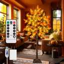 7FT Lighted Fall Tree, Artificial Maple Tree with Lights, LED Fall Tree with Timer, 8 Lighting Modes, LED Maple Tree for Thanksgiving&Fall Decor.