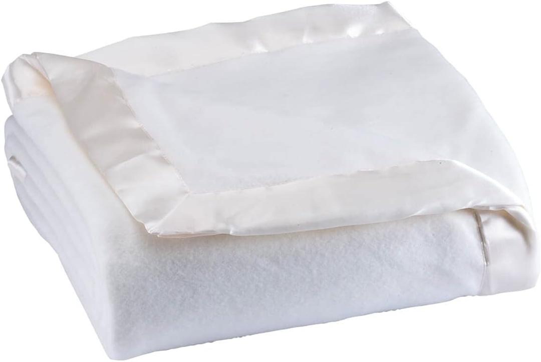OakRidge Satin Fleece Blanket, Full/Queen, Twin or King Size  100% Polyester Lightweight Fabric and Cozy Satin Binding Edges in Tightly Folding Travel Blanket, White