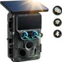 2025 Updated Trail Camera Solar Powered, Starlight Night Vision Dual Lens 60MP 4K 30FPS WiFi Bluetooth Game Hunting Cameras with IMX458 Sensors 0.1S Trigger Deer Cam for Outdoor Wildlife Monitoring