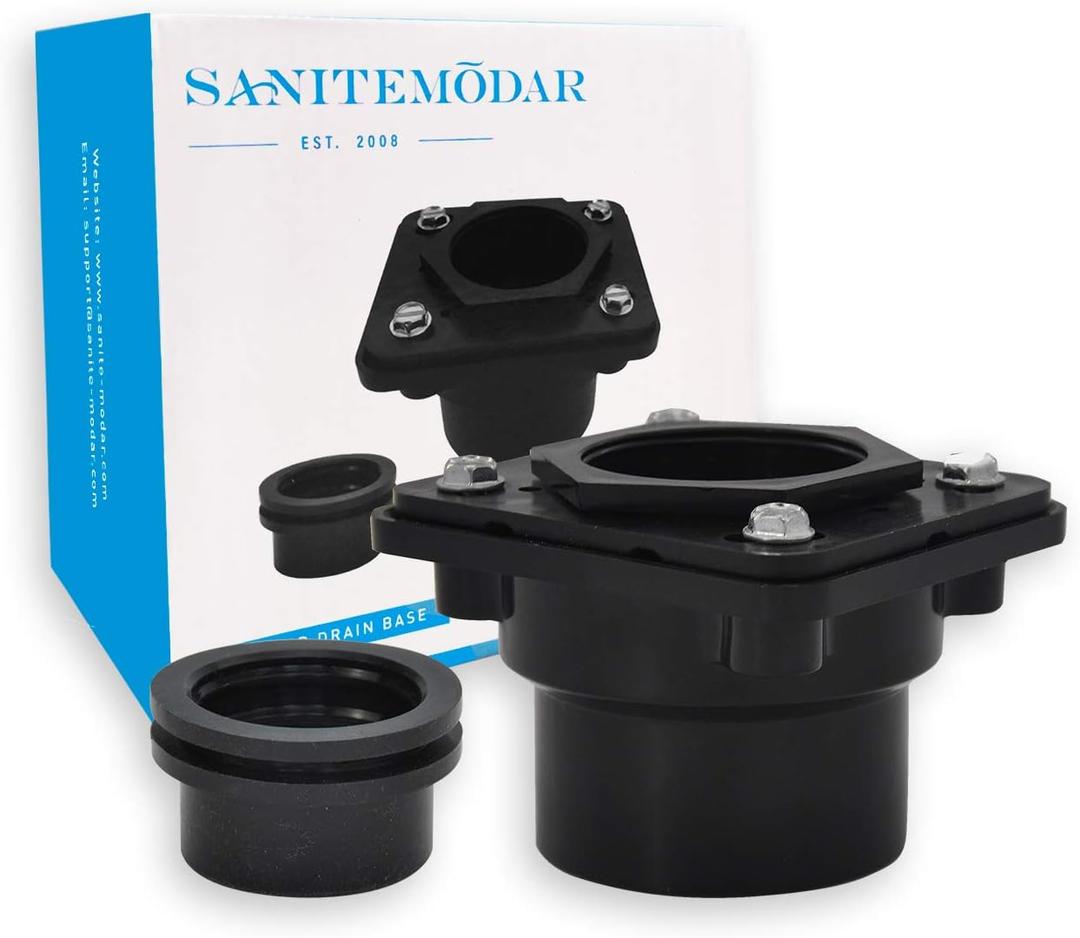 SaniteModar 2 inch ABS Shower Drain Base can be Used with Any Size of Square and Linear Floor Shower Drain,It is Equipped with Threaded Joints and Rubber Joints