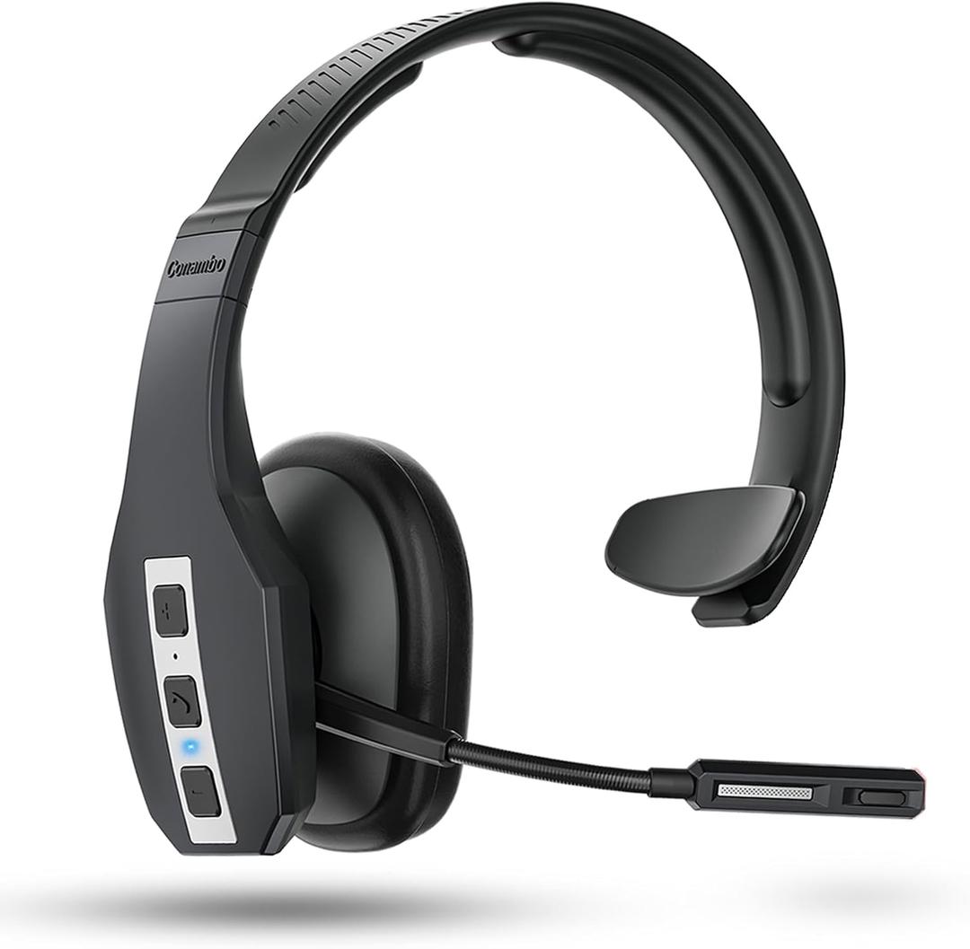 Conambo Trucker Bluetooth Headset (JBT600) with Tri-Mic Noise Cancelling, CVC 8.0, Mute Button, 60Hrs Battery Life  Wireless Headset for Truck Drivers, Cell Phones & Office Use