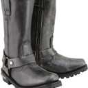 Milwaukee Leather Men's 11" Distressed Grey Classic Motorcycle Harness Boot Square Toe (15)