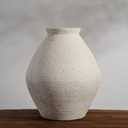 Large White Distressed Ceramic Vase, Rustic Ribbed Textured Floor Vase for Living Room Decor, Handmade Modern Farmhouse Vase for Pampas Grass (Cool-White)
