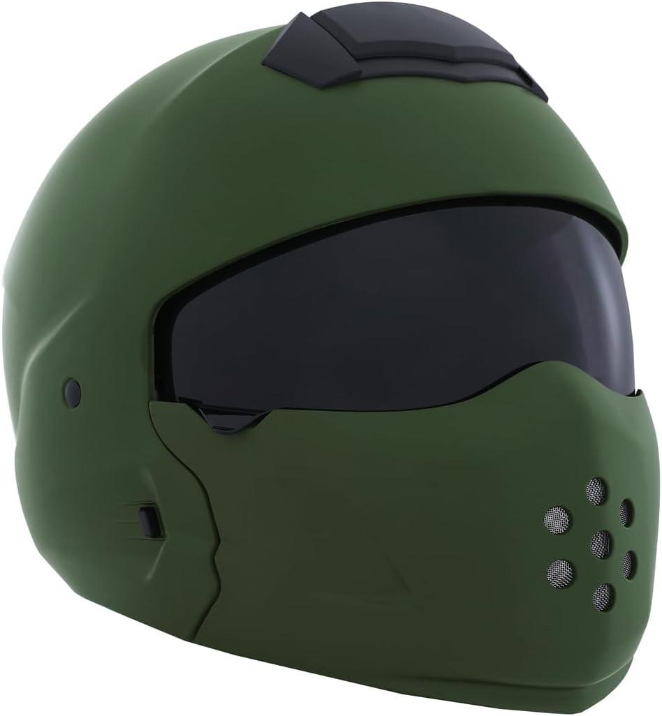 Harssidanzar 3/4 Open Face Motorbike Motorcycle Helmet Full Face Modular Helmets with Visor for Mens and Womens Street Bike Cruiser Scooter DOT Approved CU605US, Medium (Green, L)