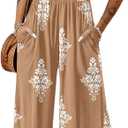 CHICME Women's Casual Loose Overalls Jumpsuits Floral One Piece Square Neck Shirred Pants with Pockets (XXL)