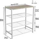 HOMEFORT 4-Tier Shoe Rack, Modern Industrial Shoe Storage Tower, Narrow Shoe Organizer for Closet Entryway, Small Shoe Rack Table with Durable Metal Shelves and MDF Top, White Oak