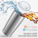 20 oz Tumblers Bulk Stainless Steel Tumbler with Lid Double Wall Vacuum Insulated Coffee Mug 20oz Powder Coated Cup for Hot and Cold Drinks, Stainless, 6 pack