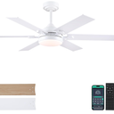 MADSHNE 52-Inch White Outdoor Ceiling Fan with Lights and Remote, Dimmable 3 Colors, 6 Speeds, Reversible Noiseless DC Motor, Modern LED Fan for Living Room, Patio, Kitchen