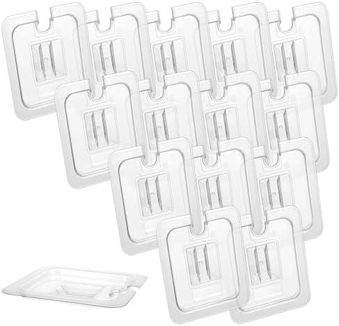 14 Pcs Notched Polycarbonate Universal Handled Food Pan Cover 1/6 Size Clear Restaurant Commercial Hotel Pan Lid for Fruits, Vegetables, Beans, Corns