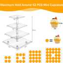 YestBuy Cupcake Stand with Yellow Led Lights, 4 Tier Cupcake Stand for 50 Cupcakes, Acrylic Cupcake Tower Stand, Clear Tiered Cupcake Holder for Birthday Cady Bar Décor Weddings, Parties Events