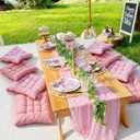 Extra Large Outdoor Picnic Blanket with Table Runner and Floor Pillow Cushion for Picnic Wedding Birthday Baby Shower Backyard Decor(71 x 150'',Pink,15 Pcs)