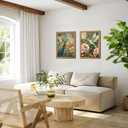 Framed 3D Textured Colorful Canvas Wall Art Set of 2 16x24 Inch