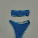 YIMISAN Women's Two Piece Bandeau Swimsuit Ribbed Strapless Tube Bikini Top with Mid Waist Cheeky Bottom Bathing Suit XS