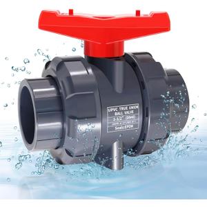 1 1/2" UPVC Union Ball Valve, Double True Union Ball Valve with Full Port Socket Slip Connection Port, EPDM o-Rings, And Reversible PTFE Seats for Swimming Pool, Irrigation(1, 1 1/2")