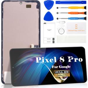 OLED for Google Pixel 8 Pro LCD Digitizer Repair Parts for Google Pixel 8 Pro Screen Replacement for Google Pixel 8 Pro Touch Display Screen Assembly Replacement GC3VE G1MNW with Frame Black