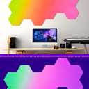 12 Pack Blacklight Acoustic Panels, 14"X 12" X 0.4" Hexagonal Soundproof Wall Panels, Sound Absorbing, Wall Decoration for Esports Room, Bedroom, Glow in the Dark under UV Reactive