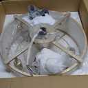 20" Gold Fandelier Ceiling Fans with Lights, Boho Rattan Ceiling Fan with Light Remote Control, Caged Mid-Century Modern with 6 Speeds for Bedroom, Nursery, Living Room