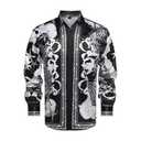 GSBOGOSSE Mens Luxury Print Dress Shirt Long Sleeve Button-Down Shirt (Black, L)