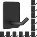 2 x MKO 12 Pack Adhesive Wall Towel Hooks for Bathrooms Small No Damage Stick Hook Stainless Steel Black