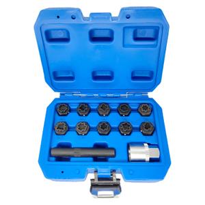 12PCS Wheel Locking Nut Key Kit, Compatible with Mercedes Benz, Wheel Lock Nut Socket Adapter Set, Anti-Theft Lug Nut Removal Tool, Black Carbon Steel, M12 x 1.5 x 40mm