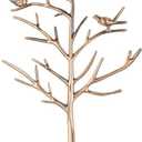 INVIKTUS Silver Birds Tree Jewelry Stand Display Earring Necklace Holder Organizer Rack Tower (antique cyan)