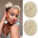 REECHO 2 PCS Mini Claw Clip in Messy & Cat Ears Hair Bun Extensions HB001 Wig Accessory Updo Hairpieces for Women (Pack of 2-3" Straight, Light Blonde)