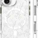 for iPhone 17 Case [Compatible with Magsafe],Girls Women Clear Magnetic Case Silicone Shockproof Protective Cover with Pattern White Abstract Flower
